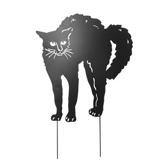 3-Ft. Metal Black Cat Decoration with LED Eyes for Indoors & Covered Outdoors, Battery Operated (3 AA)