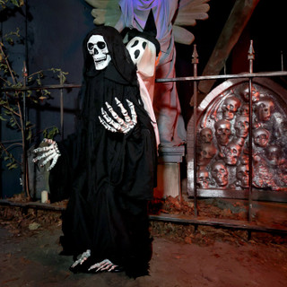 3.9-Ft. Sitting Reaper with Hide and Seek Ghost Animatronic