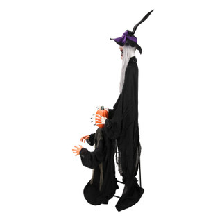 6.1-Ft. Standing Animated Witch with Pumpkin Man Animatronic