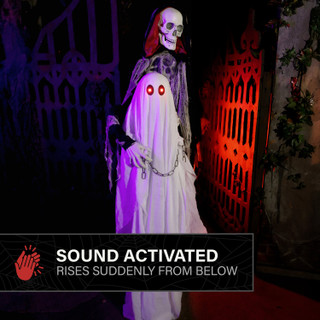 5.9-Ft. Standing Animated Reaper with Ghost Animatronic
