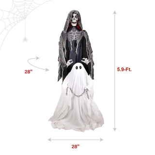 5.9-Ft. Standing Animated Reaper with Ghost Animatronic