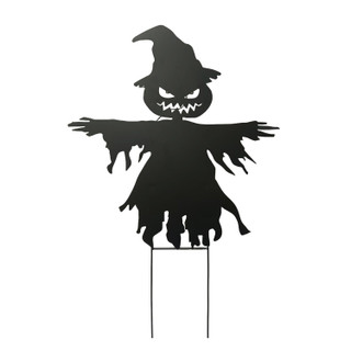 3-Ft. Black Metal Scarecrow Decoration with LED Eyes, Battery Operated (3 AA)
