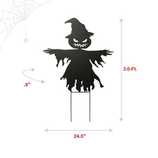 3-Ft. Black Metal Scarecrow Decoration with LED Eyes, Battery Operated (3 AA)