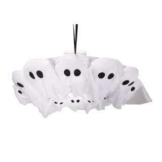 2-Ft. Lighted Black & White Ghost Wreath for Indoors & Covered Outdoors, Battery Operated (3 AA)