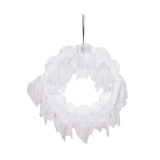 2-Ft. Lighted Black & White Ghost Wreath for Indoors & Covered Outdoors, Battery Operated (3 AA)