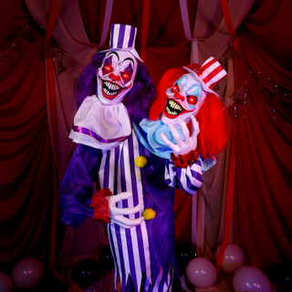 5.6-Ft. Standing Double Headed Animated Clown Animatronic