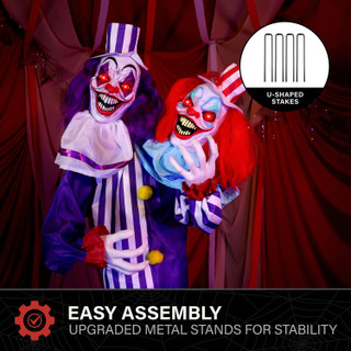 5.6-Ft. Standing Double Headed Animated Clown Animatronic