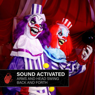 5.6-Ft. Standing Double Headed Animated Clown Animatronic