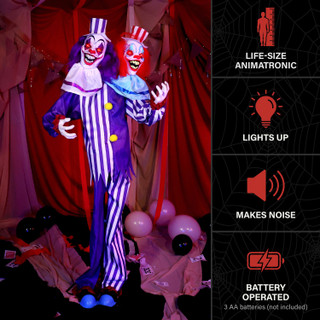 5.6-Ft. Standing Double Headed Animated Clown Animatronic