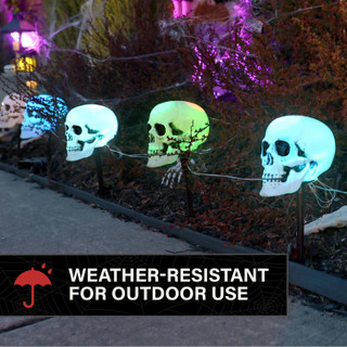 1-Ft. Skull Stakes with Lights, Set of 6