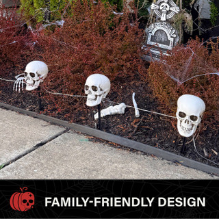 1-Ft. Skull Stakes with Lights, Set of 6