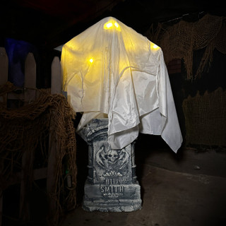 4.1-Ft. Touch-Activated Lightup Ghost with Tomb Halloween Accessory