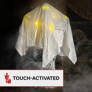 4.1-Ft. Touch-Activated Lightup Ghost with Tomb Halloween Accessory