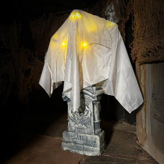 4.1-Ft. Touch-Activated Lightup Ghost with Tomb Halloween Accessory