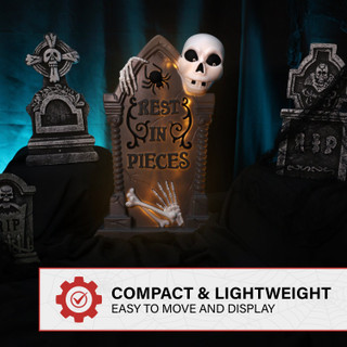 2-Ft. Tombstone with Skeleton Blow Mold with Lights
