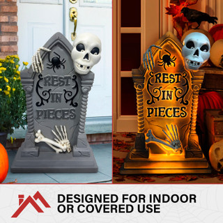 2-Ft. Tombstone with Skeleton Blow Mold with Lights