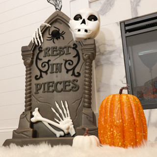 2-Ft. Tombstone with Skeleton Blow Mold with Lights