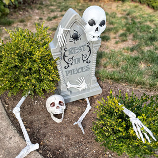 2-Ft. Tombstone with Skeleton Blow Mold with Lights