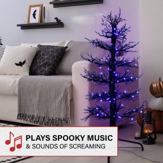 5-Ft. Dancing Halloween Tree with Purple LED Lights and Sound