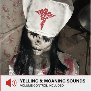 5.2-Ft. Animatronic Convulsing Nurse by Tekky Halloween Decoration with Motion-Activated Sounds