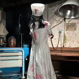 5.2-Ft. Animatronic Convulsing Nurse by Tekky Halloween Decoration with Motion-Activated Sounds