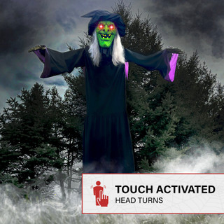 15.1-Ft. Animatronic Witch with Lights and Sound, Outdoor Halloween Decoration
