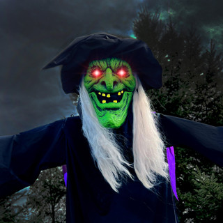 15.1-Ft. Animatronic Witch with Lights and Sound, Outdoor Halloween Decoration
