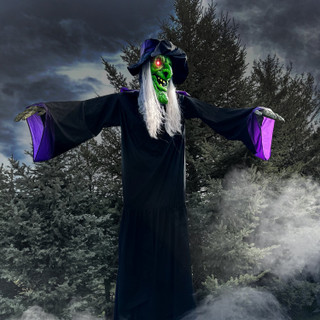 15.1-Ft. Animatronic Witch with Lights and Sound, Outdoor Halloween Decoration