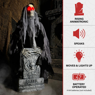 3-Ft. Touch-Activated Rising Reaper with Tombstone Halloween Accessory