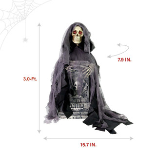 3-Ft. Touch-Activated Rising Reaper with Tombstone Halloween Accessory