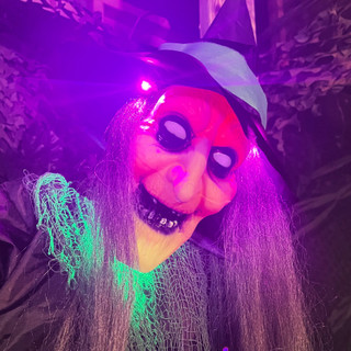 6-Ft. Touch-Activated Mounted Flying Witch Halloween Animatronic