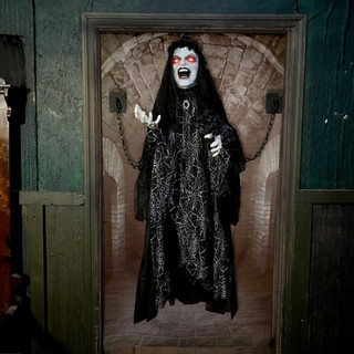 4.3-Ft. Animatronic Demon Widow Door Greeter with Lights and Sound, Indoor/Covered Outdoor Halloween Decoration
