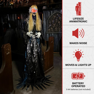 5.9-Ft. Touch-Activated Animated Standing Masquerade Lady Halloween Animatronic
