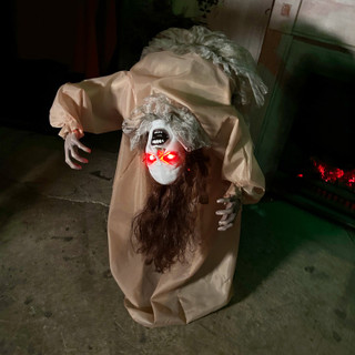 3.4-Ft. Touch-Activated Animated Possessed Backbend Lady Halloween Animatronic