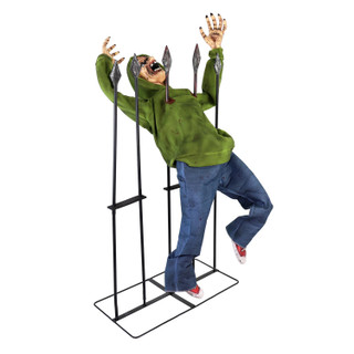 4.4-Ft. Voice-Sensor Impaled Zombie Halloween Animatronic