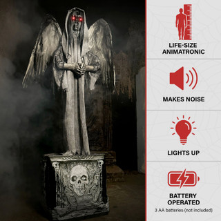 5.5-Ft. Animatronic Haunted Angel Statue with Lights and Sound, Indoor/Covered Outdoor Halloween Decoration