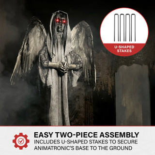 5.5-Ft. Animatronic Haunted Angel Statue with Lights and Sound, Indoor/Covered Outdoor Halloween Decoration