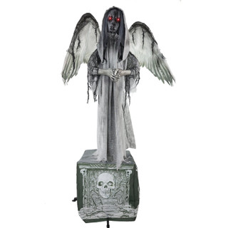 5.5-Ft. Animatronic Haunted Angel Statue with Lights and Sound, Indoor/Covered Outdoor Halloween Decoration