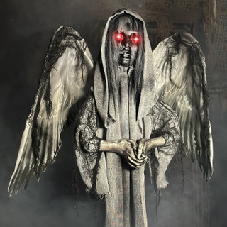 5.5-Ft. Animatronic Haunted Angel Statue with Lights and Sound, Indoor/Covered Outdoor Halloween Decoration