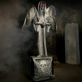 5.5-Ft. Animatronic Haunted Angel Statue with Lights and Sound, Indoor/Covered Outdoor Halloween Decoration