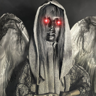 5.5-Ft. Animatronic Haunted Angel Statue with Lights and Sound, Indoor/Covered Outdoor Halloween Decoration