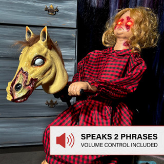 3.2-Ft. Voice & Sound-Sensor Rocking Horse Girl Halloween Animatronic