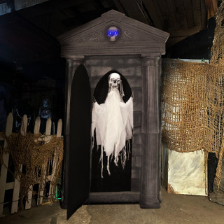 6.7-Ft. Motion-Triggered Mausoleum Halloween Animatronic by Tekky