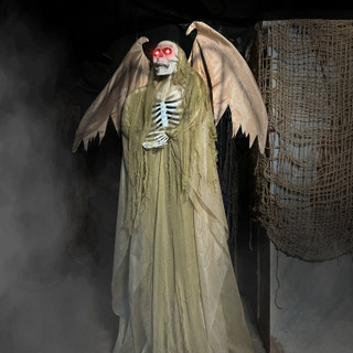 5.5-Ft. Animatronic Reaper with Wings with Lights and Sound, Indoor/Covered Outdoor Halloween Decoration