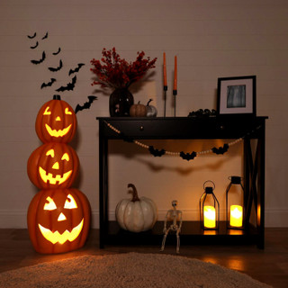 3-Ft. Jack-o-Lantern Stack Statue with LED Lights