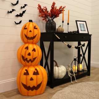 3-Ft. Jack-o-Lantern Stack Statue with LED Lights
