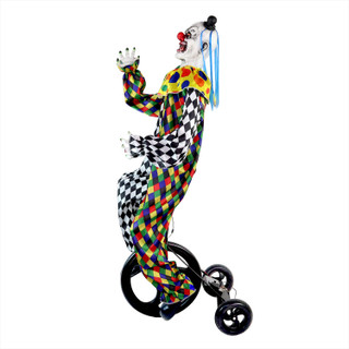 5.9-Ft. Voice & Sound-Sensor Clown on Tricycle Halloween Animatronic