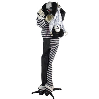 Haunted Hill Farm Life-Size Poseable Animatronic Clown with Flashing Red Eyes Wally