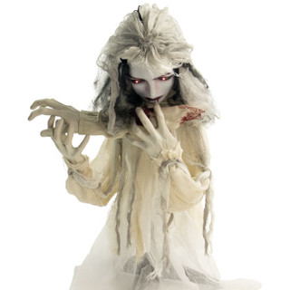 Haunted Hill Farm Groundbreaker Animatronic Bride with Flashing Red Eyes, 31 inches