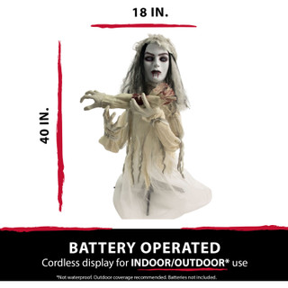 Haunted Hill Farm Groundbreaker Animatronic Bride with Flashing Red Eyes, 31 inches